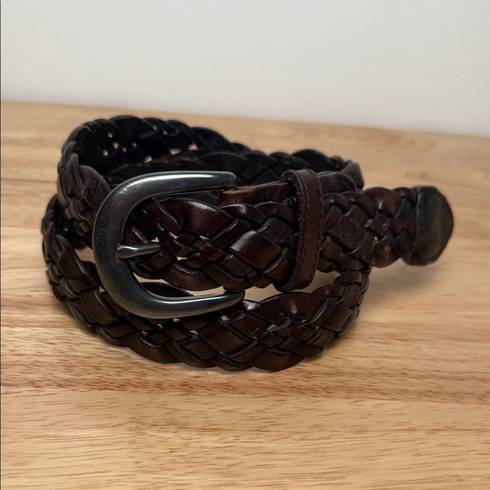 Distressed Braided Italian Leather Belt